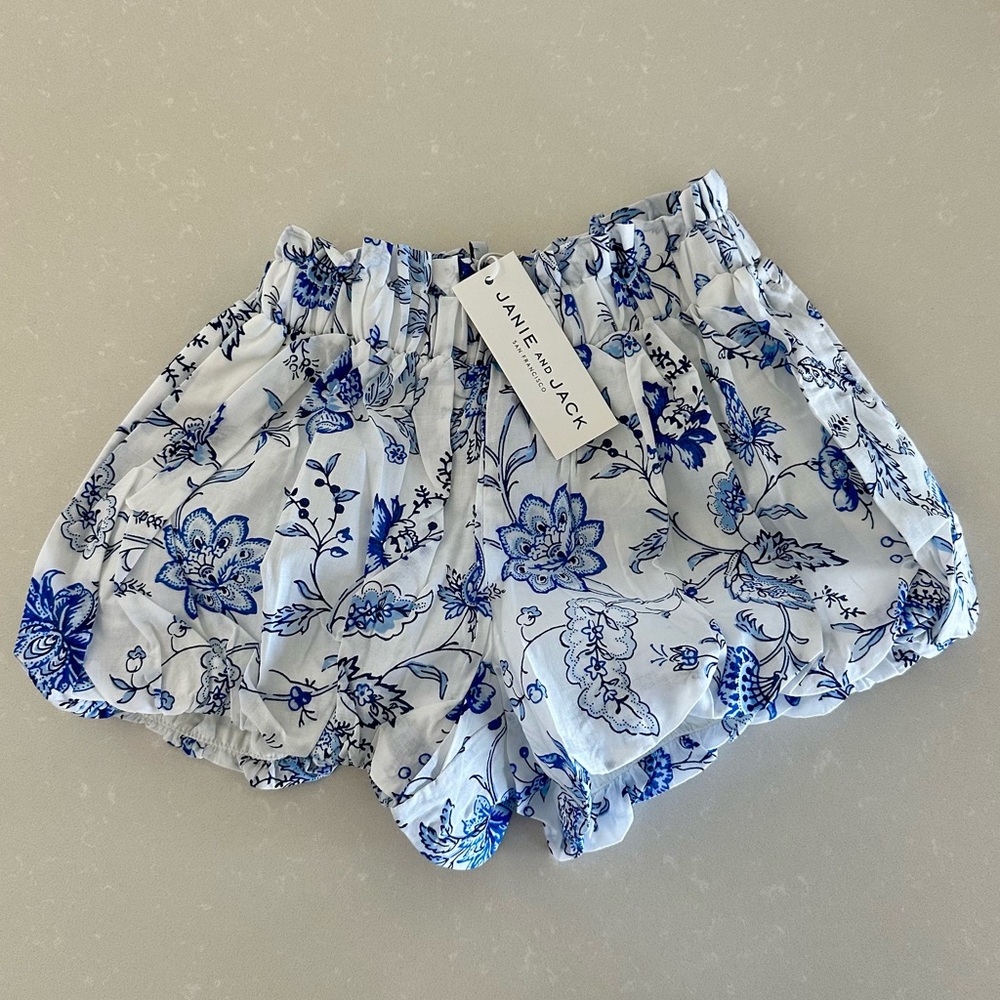 Janie and Jack White and Blue Floral Bubble Shorts